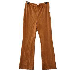 ABOUND Nordstrom Autumn Rust Soft Ribbed High Rise Flare Pants Women's Small NWT